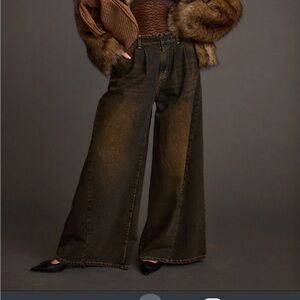 12th Tribe Dark Brown Wide-Leg Jeans